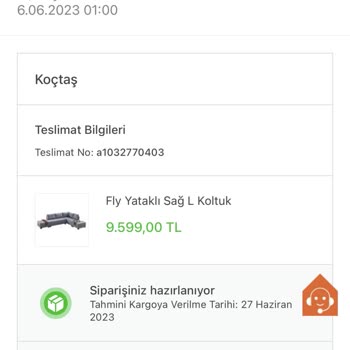 Koçtaş 06.06.2023 Tarihli Siparişim Hala Kargoya Verilmedi!