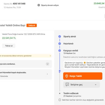 Hepsiburada Vestel Klima Siparişi Sorunu