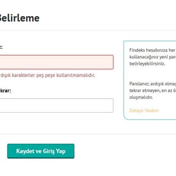 Findeks Parola Belirleyememe Ardışık Karakter Hatası