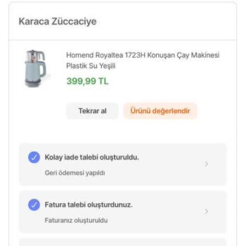 Karaca /Homend Onarım Yapamadığı Cihazın Bedelini Eski Fiyatıyla Ödedi