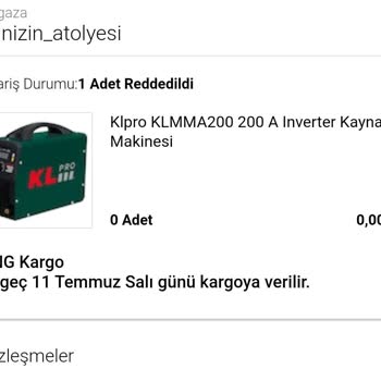 Evinizin Atölyesi Siparişin Keyfi Sebepten Reddedilmesi