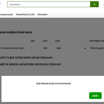 Media Markt Hasarlı Ürün İade Problemi