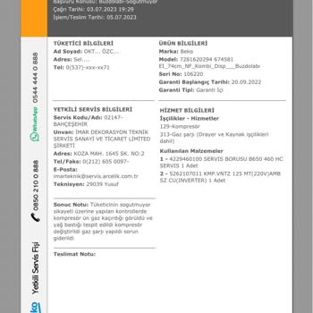 Beko 674581 Eı Dolabım Soğutmuyor Beko Malına Sahip Çıkmıyor