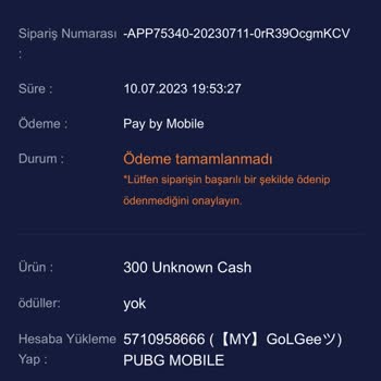 Midasbuy Uç Aldım Ödeme Tam Ama Uç Gelmiyor