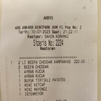 Arby's Ürün Görselinden Farklı, Asitli İçecekler Yok, Islak Mendil Yok