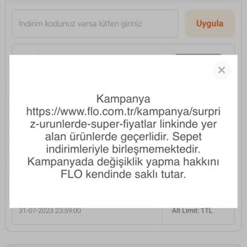 FLO Ayakkabı FLO Marka Kampanyaları Sepette Uygulanmıyor