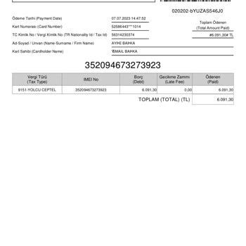Hazine ve Maliye Bakanlığı IMEI Kayıt Hatası