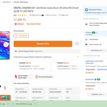 Trendyol Fiyat Yükseldiği İçin Değişim Yapılmayan Televizyon