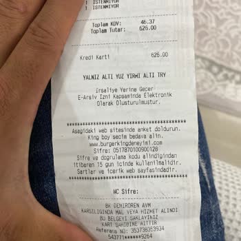 Burger King Te İki Defa Ödeme Alındı