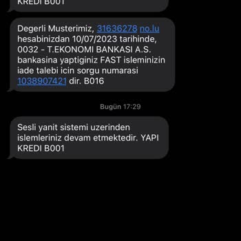 Yapı Kredi İle Gönderip İade İstediğim Param Gelmedi Param Kayıp