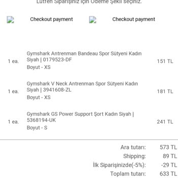 Gymsharkturkiye.com.tr Sitesinden Aldığım Siparişin İptal Edilmesi