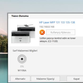 HP Yazıcı Aldım 2 Gün De Toner Bitti Uyarısı Verdi.