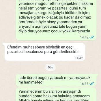 Ellya Butik Sorunlu Ürün Ücreti İade Yapılmadı