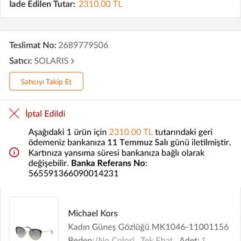 Solaris Optik Trendyol'dan Yapılan Haksız Fiyat Artışı ve Ürün İptali