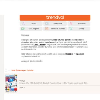 Oyuncak Hobi Kesilmeyen Fatura Kabul Edilmeyen İade