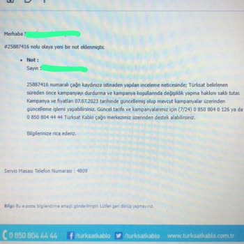 Kablo Net TÜRKSAT'ın Taahhütte Yaptığı Uyanıklık