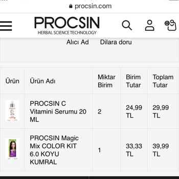 Procsin Sipariş İptali Yapamıyorum