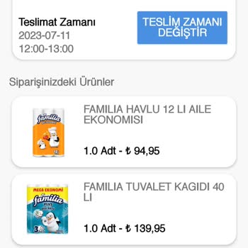 Çelikkayalar Market Online Üzerinden Verilen Ürünün Fiyat Değişimi Kaynaklı İptal Edilmesi