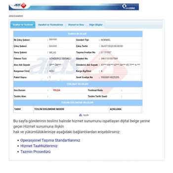 Aras Kargo'nun Sorumsuzluğu. Kargom Kayıp