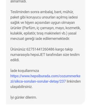 Hepsiburada Cayma Hakkımı Kullandırmıyor.