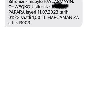 Papara Adlı Şirketin Hesaptan Gece Para Çekmek İsteyişi