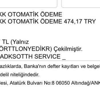 11/07/2023 Ziraat Bankası Adksotth 474 TL Ödeme Çekilmiş