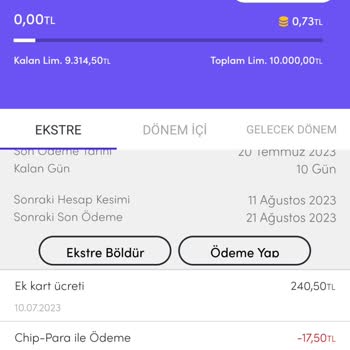 Akbank 1000 TL Lik Limitli Kart Aidatı 240 TL