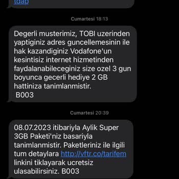 Vodafone Net Vodafone Kullanmadığım İnternetleri Kullanmış Gösteriyor.