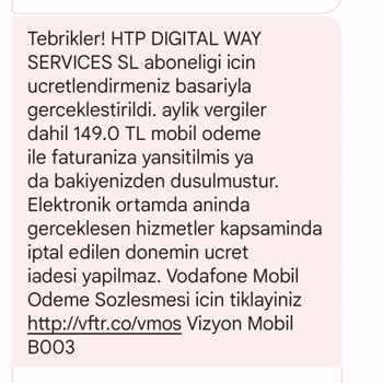 Vodafone Cep Telefonu Faturama Yansıyan Haksız Kazanç