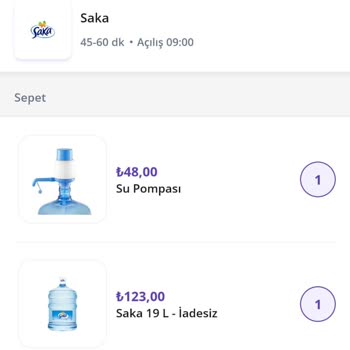 Getir Den Saka Su Satın Aldım Ama Başkasına Teslim Edildi