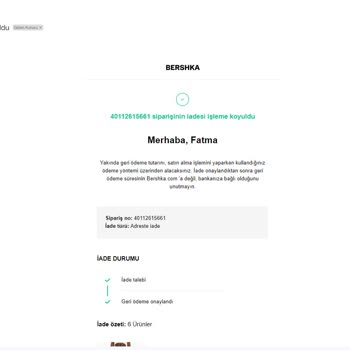 Bershka Habersiz Sipariş İptal Etme Ve Ulaşamama Problemi