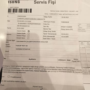 Samsung Başarı Yetkili Servis Garantili Ürünü Servise Kabul Etmedi
