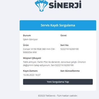 Sinerji Bilgisayar Elektronik Tüketicinin Aleyhine Çözüm
