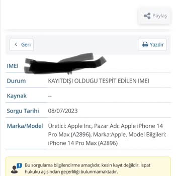 BTK (Bilgi Teknolojileri ve İletişim Kurumu) IMEI Kaydı E Devlette Görünmüyor