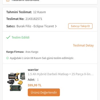 Trendyol Warrior Matkap Çalışmıyor