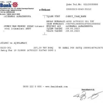 Denizbank Tran Name Kesintisi