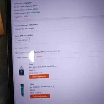 Trendyol Dar Kozmetik Eksik Ürün Gönderdi