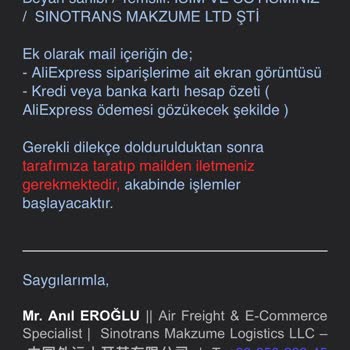 Sinotrans Makzume Lojistik Kargo Firmasının Satıcıyı Uyarmaması Nedeniyle Gümrükte Takılan Ürünüm