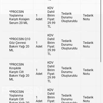 Procsin Eksik Ürün Gönderimi