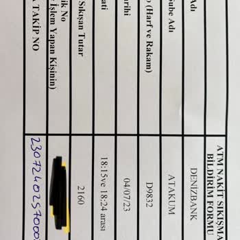 Denizbank ATM De Para Sıkışması