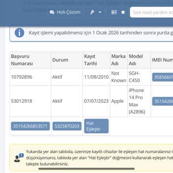 Vodafone IMEI Eşleştirmede Numaram Görünmüyor