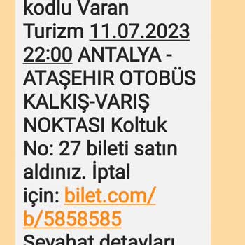 Varan Turizm Satılan Araç Koltuk Kolu Bozuk