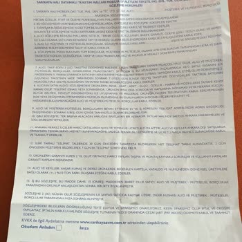 Sarıkaya Avm Sipariş Teslim Almadan Cayma Yapılamıyor