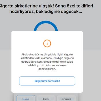 Sigortam.net'ten Trafik Sigortası Teklifi Alamıyorum.
