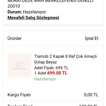 A101 Satın Alınan Ürünün Gönderilme Mesi