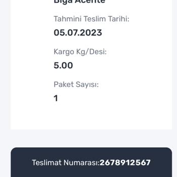 91003618716723 Numaralı Sürat Kargo Gönderisi