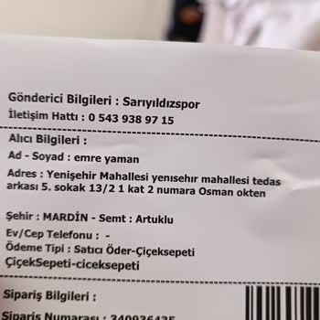 Sarıyıldız Spor Eksik Ürün Gönderimi