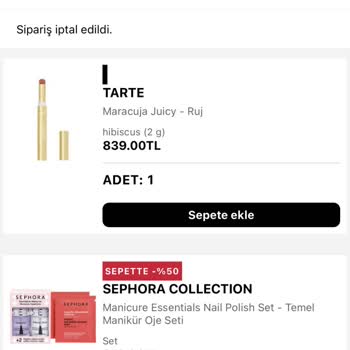 Sephora Sipariş İptali Ve Para İadesi