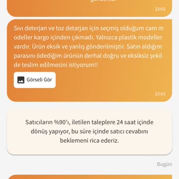 Lalezen Home Mağazası Trendyol Yanlış Ürün Gönderilmesi
