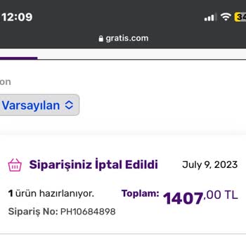 Gratis'te Kargom İptal Oldu